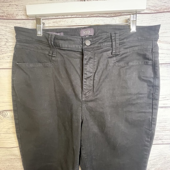 NYDJ Bailey Relaxed Jeans 14 Stretch Black Straight Leg Lift Tuck Ankle Jeans - Picture 6 of 16